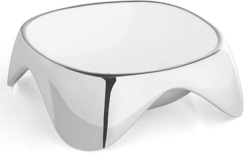 Nambe - Pet Collection - Small Triangular Enameled Pet Bowl with Non-slip Grips 7" x 1.5" - Made with Nambe Alloy - Designed by Karim Rashid in Kuwait