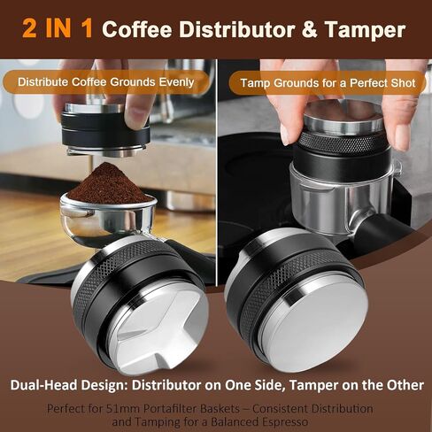53mm Adjustable Coffee Distributor & Tamper, Dual Head Coffee Leveler, Compatible with 54mm Breville Portafilter, 2-in-1 Espresso Hand Tamper with Adjustable Depth in Saudi Arabia