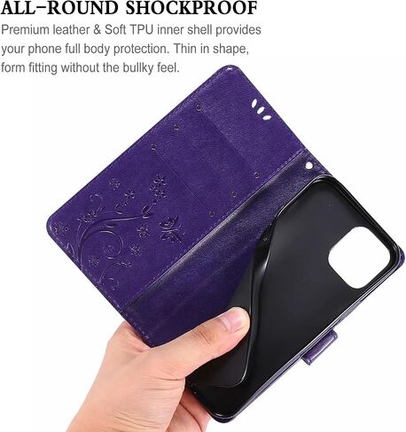 for iPhone 14 Pro Wallet Case for Women,iPhone 14 Pro Case with Card Holder Leather Kickstand Magnetic Shockproof Cover for iPhone 14 Pro 6.1 Inch (Floral-Red) in Saudi Arabia