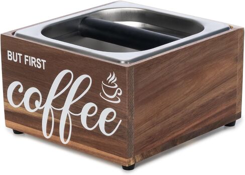 Knock Box Espresso - Coffee Knock Box and Tamp Station for Espresso Coffee Grounds Puck, Tamping Station Large Capacity Non-Slip Base Stainless Steel Dump Bin Barist Tools Quiet Design in Saudi Arabia
