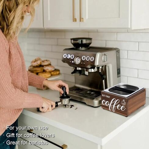 Knock Box Espresso - Coffee Knock Box and Tamp Station for Espresso Coffee Grounds Puck, Tamping Station Large Capacity Non-Slip Base Stainless Steel Dump Bin Barist Tools Quiet Design in Saudi Arabia