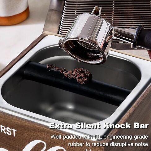 Knock Box Espresso - Coffee Knock Box and Tamp Station for Espresso Coffee Grounds Puck, Tamping Station Large Capacity Non-Slip Base Stainless Steel Dump Bin Barist Tools Quiet Design in Saudi Arabia