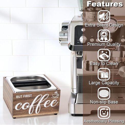 Knock Box Espresso - Coffee Knock Box and Tamp Station for Espresso Coffee Grounds Puck, Tamping Station Large Capacity Non-Slip Base Stainless Steel Dump Bin Barist Tools Quiet Design in Saudi Arabia