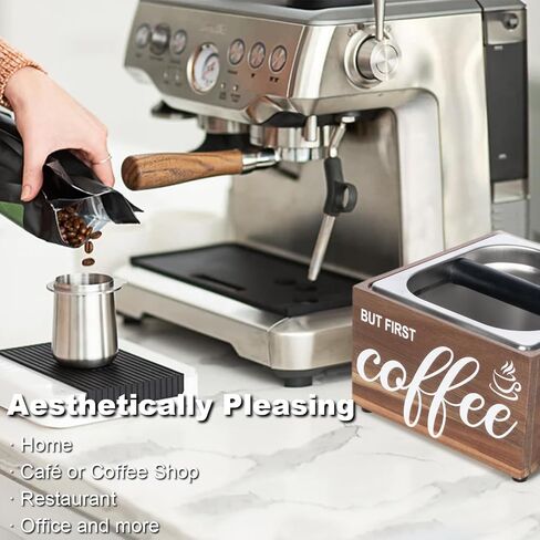 Knock Box Espresso - Coffee Knock Box and Tamp Station for Espresso Coffee Grounds Puck, Tamping Station Large Capacity Non-Slip Base Stainless Steel Dump Bin Barist Tools Quiet Design in Saudi Arabia