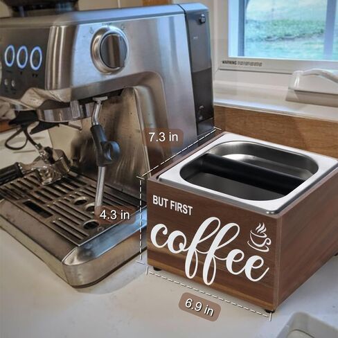 Knock Box Espresso - Coffee Knock Box and Tamp Station for Espresso Coffee Grounds Puck, Tamping Station Large Capacity Non-Slip Base Stainless Steel Dump Bin Barist Tools Quiet Design in Saudi Arabia