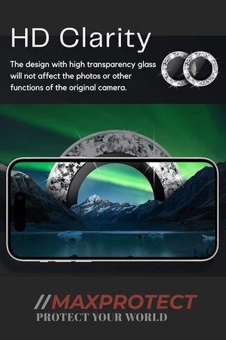 //MAXPROTECT for iPhone16 Pro/IPhone16 Pro Max Premium HD Camera Lens Protector; 9H Hardness Glass; Anti-Fog; Dustproof; Scratch-Resistant; Moisture Resistance; Case Friendly Design, Seamlessly Compatible with All Phone Cases 1 Pack (Glitter Purple, IPhon in Saudi Arabia