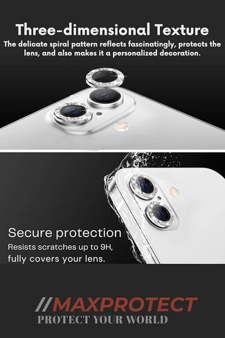 //MAXPROTECT for iPhone16 Pro/IPhone16 Pro Max Premium HD Camera Lens Protector; 9H Hardness Glass; Anti-Fog; Dustproof; Scratch-Resistant; Moisture Resistance; Case Friendly Design, Seamlessly Compatible with All Phone Cases 1 Pack (Glitter Purple, IPhon in Saudi Arabia