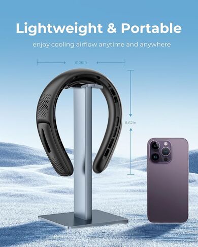 Portable Neck Fan, 4 Turbo Bladeless Neck Fan, 4000 mAh Battery Operated USB Rechargeable Personal Fan, 360° Cooling Hands Free Fan, 3 Speeds, LED Display, Wearable Fan for Office Travel Gifts in Saudi Arabia