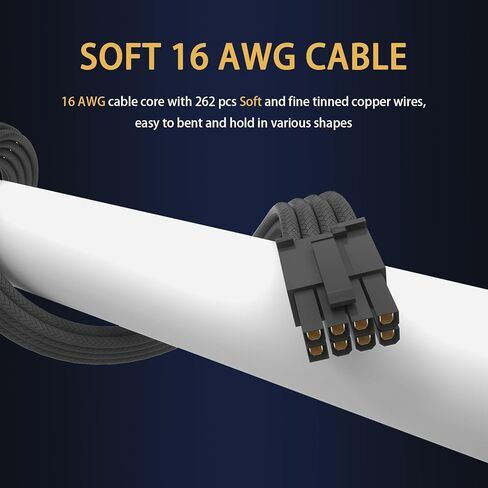 ملحق كابل Sirlyr PSU، كابل إمداد طاقة مخصص للكمبيوتر الشخصي مسبقًا، 1 × 24 دبوس ATX / 1 × 8 (4+4) دبوس EPS/أطول 2X 8 (6+2) دبوس Pcie مطلي بالذهب، أكمام من النايلون أبيض أحمر أزرق، 4 أطقم in Kuwait