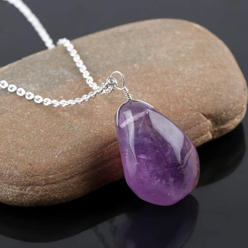 Thecraftman Natural Amazonite Cabochon Necklace, Gemstone Pendant Necklace, Genuine Gemstone, Birthstone, Gift for Her, Healing Stone, 18 Inch in Saudi Arabia