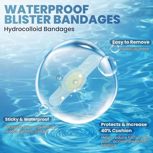 Gel Blister Bandages Hydrocolloid Bandages - 30ct Blister Cushions - Water Resistant Blister Bandages for Feet &Toe- Ultra-Thin Blister Prevention & Recovery Pads - Variety Pack in Saudi Arabia
