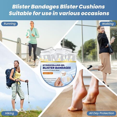 Gel Blister Bandages Hydrocolloid Bandages - 30ct Blister Cushions - Water Resistant Blister Bandages for Feet &Toe- Ultra-Thin Blister Prevention & Recovery Pads - Variety Pack in Saudi Arabia
