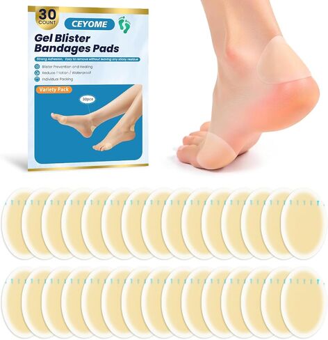 Gel Blister Bandages Hydrocolloid Bandages - 30ct Blister Cushions - Water Resistant Blister Bandages for Feet &Toe- Ultra-Thin Blister Prevention & Recovery Pads - Variety Pack in Saudi Arabia