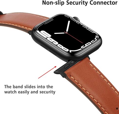 HITZEE Leather Bands Compatible with Apple Watch Band 42mm 41mm 40mm 38mm for Women Men, Genuine Leather Strap Compatible with Apple Watch SE2 SE Series 10 9 8 7 6 5 4 3 2 1, Brown in Saudi Arabia
