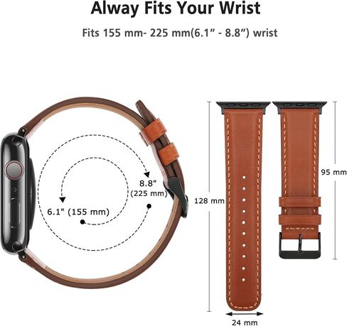 HITZEE Leather Bands Compatible with Apple Watch Band 42mm 41mm 40mm 38mm for Women Men, Genuine Leather Strap Compatible with Apple Watch SE2 SE Series 10 9 8 7 6 5 4 3 2 1, Brown in Saudi Arabia