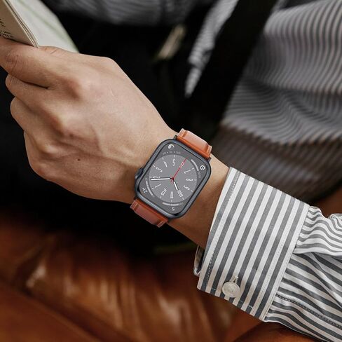 HITZEE Leather Bands Compatible with Apple Watch Band 42mm 41mm 40mm 38mm for Women Men, Genuine Leather Strap Compatible with Apple Watch SE2 SE Series 10 9 8 7 6 5 4 3 2 1, Brown in Saudi Arabia