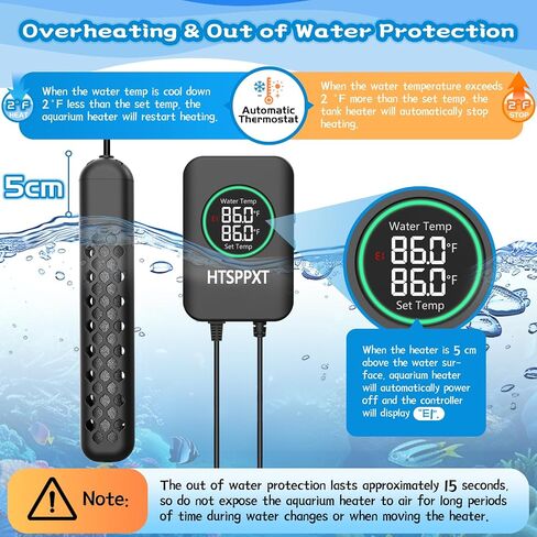 Aquarium Heater, 100W/200W/300W/500W Adjustable Fish Tank Heater with Intelligent Digital LED Controller, Overheating and Out of Water Protection for Freshwater and Saltwater Tanks in Saudi Arabia