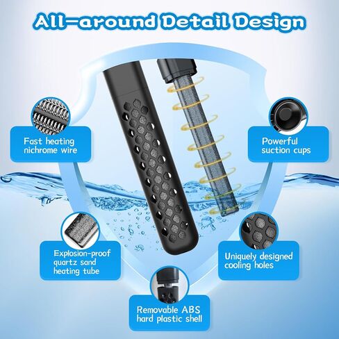 Aquarium Heater, 100W/200W/300W/500W Adjustable Fish Tank Heater with Intelligent Digital LED Controller, Overheating and Out of Water Protection for Freshwater and Saltwater Tanks in Saudi Arabia