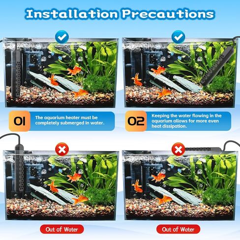 Aquarium Heater, 100W/200W/300W/500W Adjustable Fish Tank Heater with Intelligent Digital LED Controller, Overheating and Out of Water Protection for Freshwater and Saltwater Tanks in Saudi Arabia