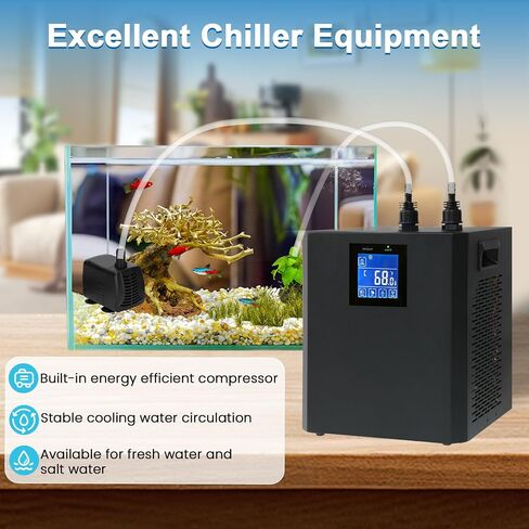 Aquarium Chiller 79 Gal ، 1/3 HP Mater Bchiller Machine ، نظام تبريد مائي ، مرد خزان الأسماك مع شاشة LED تمت ترقيته ، لفيلم Axolotl Axolotl in Kuwait