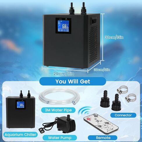 Aquarium Chiller 79 Gal ، 1/3 HP Mater Bchiller Machine ، نظام تبريد مائي ، مرد خزان الأسماك مع شاشة LED تمت ترقيته ، لفيلم Axolotl Axolotl in Kuwait