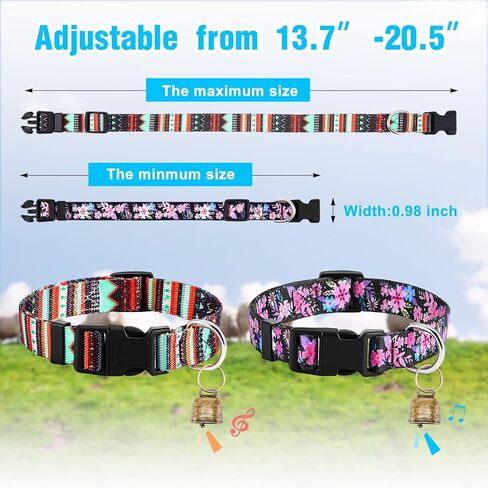 2 Pack Goat Collars with Bells, Sheep Grazing Copper Bells and Adjustable Nylon Collar Set Loud Bronze Bell for Small Farm Animal Sheep Cow Accessories(Vibrant Color) in Kuwait
