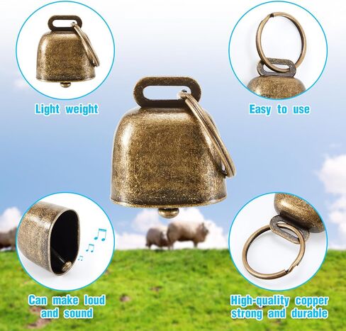 2 Pack Goat Collars with Bells, Sheep Grazing Copper Bells and Adjustable Nylon Collar Set Loud Bronze Bell for Small Farm Animal Sheep Cow Accessories(Vibrant Color) in Kuwait