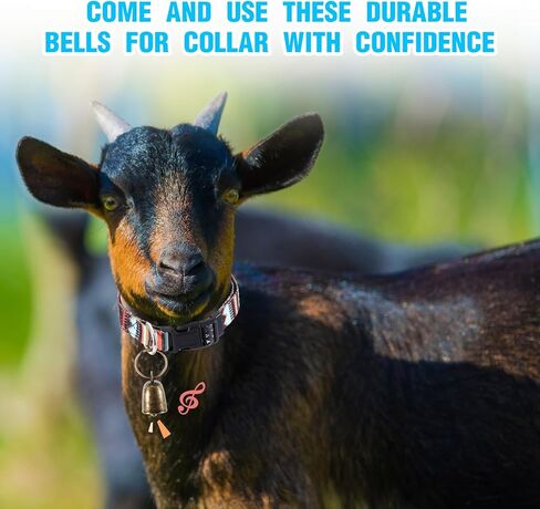 2 Pack Goat Collars with Bells, Sheep Grazing Copper Bells and Adjustable Nylon Collar Set Loud Bronze Bell for Small Farm Animal Sheep Cow Accessories(Vibrant Color) in Kuwait
