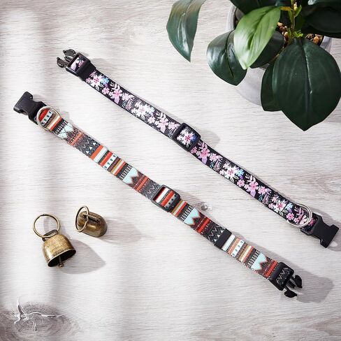 2 Pack Goat Collars with Bells, Sheep Grazing Copper Bells and Adjustable Nylon Collar Set Loud Bronze Bell for Small Farm Animal Sheep Cow Accessories(Vibrant Color) in Kuwait