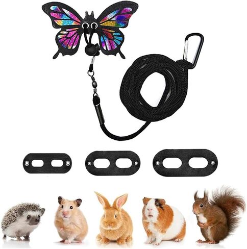 Bearded Dragon Harness Leash Set Adjustable 3PC Leather Vest Butterfly Wings Harness Lizard Outdoor Walking Control Rope for Iguana Gecko Chameleon Hamster Ferret (Rainbow) in Kuwait