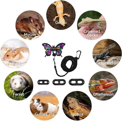 Bearded Dragon Harness Leash Set Adjustable 3PC Leather Vest Butterfly Wings Harness Lizard Outdoor Walking Control Rope for Iguana Gecko Chameleon Hamster Ferret (Rainbow) in Kuwait