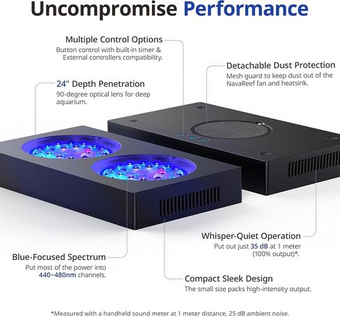 Nicrew Navareef 65 LEF LED Light ، 65W REEF Aquarium Lighting for Soft/LPS Socals وخزانات أسماك المياه المالحة ، مؤقتًا مدمجًا ، طيف مركّز أزرق in Kuwait