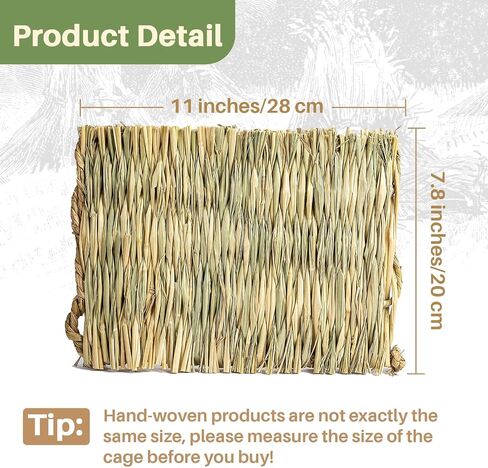 Sukh 2 PCS Rabbit Grass Mats - Natural Hay Woven Bunny Rabbit Bad Cage Mats Pet Bedding Cooling Sleeping Nesting & Toys for Hamster Bunny Chinchilla Guinea Pig Mouse Bird and Other Small Animal in Saudi Arabia