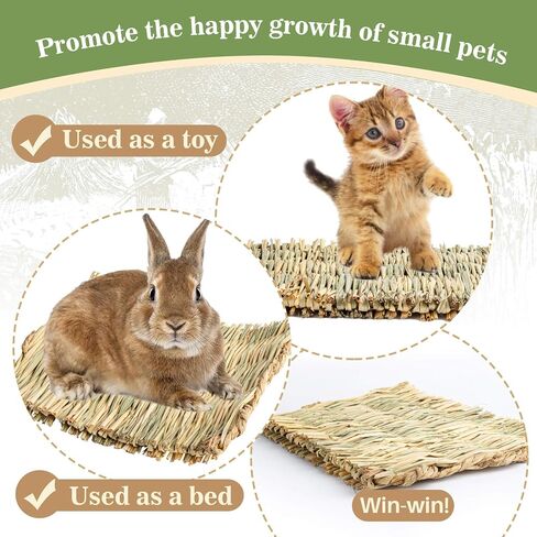 Sukh 2 PCS Rabbit Grass Mats - Natural Hay Woven Bunny Rabbit Bad Cage Mats Pet Bedding Cooling Sleeping Nesting & Toys for Hamster Bunny Chinchilla Guinea Pig Mouse Bird and Other Small Animal in Saudi Arabia