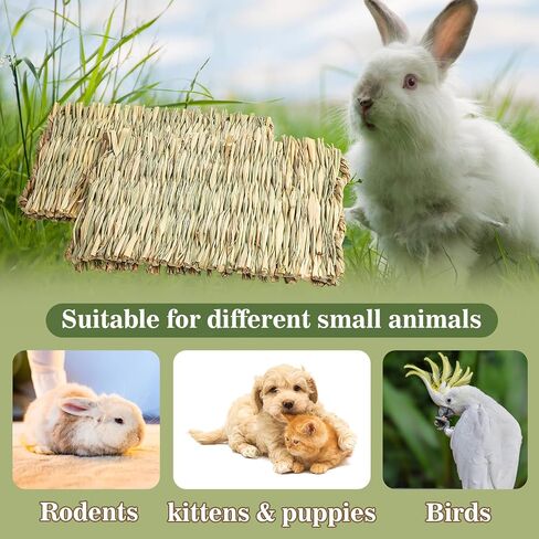Sukh 2 PCS Rabbit Grass Mats - Natural Hay Woven Bunny Rabbit Bad Cage Mats Pet Bedding Cooling Sleeping Nesting & Toys for Hamster Bunny Chinchilla Guinea Pig Mouse Bird and Other Small Animal in Saudi Arabia