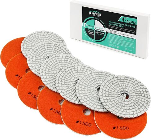 Diamond Wet Polishing Pad LEKOMESH - 6pcs 4 Inch(100MM) Wet Polishing Wheel Set for Granite Marble Artificial Stone Quartz,#50 Polishing Pad for Grinder or Polisher in Saudi Arabia