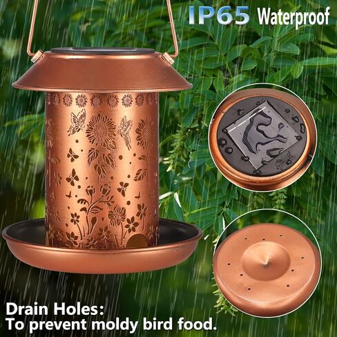 Sunflower Solar Bird Feeder for Outdoors Hanging Solar Lanterns Waterproof Metal Wild Bird Feeders Garden Outside Yard Decor Christmas Birthday Gifts for Women Mom (Butterfly in Kuwait