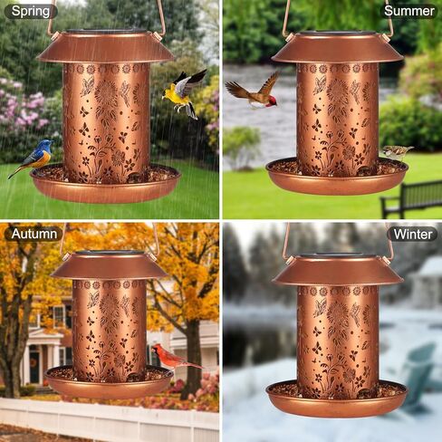 Sunflower Solar Bird Feeder for Outdoors Hanging Solar Lanterns Waterproof Metal Wild Bird Feeders Garden Outside Yard Decor Christmas Birthday Gifts for Women Mom (Butterfly in Kuwait