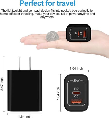 [2-Pack]Pixel 9 Fast Charging Block Type C Android Wall Plug for Google Pixel 9 Pro XL 8A 8 Pro 7 Pro 6 Watch 3/2,20W USB C Wall Charger 2-Port PD Power Adapter+ QC Wall Cube for iPhone 16 15 14 13 12 in Saudi Arabia