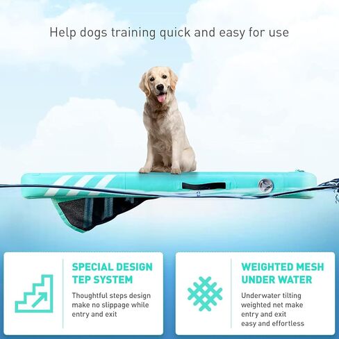 Inflatable Large Dog Water Ramp Float Floating Ramp-Swimming Pets Up to 200 Pounds Large Dogs-Inflatable Stairs for Boats, Docks, with Pump/Rope/Repair Kit - PVC Anti-Slip Fabric in Kuwait