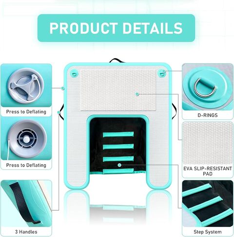 Inflatable Large Dog Water Ramp Float Floating Ramp-Swimming Pets Up to 200 Pounds Large Dogs-Inflatable Stairs for Boats, Docks, with Pump/Rope/Repair Kit - PVC Anti-Slip Fabric in Kuwait