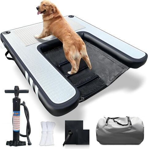 Inflatable Large Dog Water Ramp Float Floating Ramp-Swimming Pets Up to 200 Pounds Large Dogs-Inflatable Stairs for Boats, Docks, with Pump/Rope/Repair Kit - PVC Anti-Slip Fabric in Kuwait
