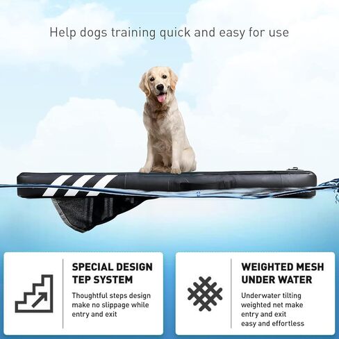 Inflatable Large Dog Water Ramp Float Floating Ramp-Swimming Pets Up to 200 Pounds Large Dogs-Inflatable Stairs for Boats, Docks, with Pump/Rope/Repair Kit - PVC Anti-Slip Fabric in Kuwait