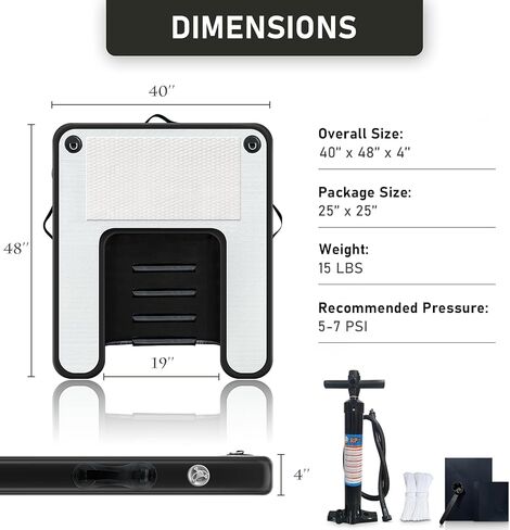 Inflatable Large Dog Water Ramp Float Floating Ramp-Swimming Pets Up to 200 Pounds Large Dogs-Inflatable Stairs for Boats, Docks, with Pump/Rope/Repair Kit - PVC Anti-Slip Fabric in Kuwait