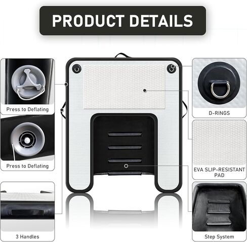 Inflatable Large Dog Water Ramp Float Floating Ramp-Swimming Pets Up to 200 Pounds Large Dogs-Inflatable Stairs for Boats, Docks, with Pump/Rope/Repair Kit - PVC Anti-Slip Fabric in Kuwait