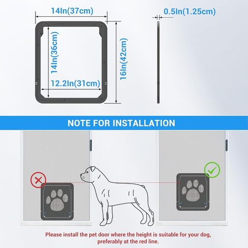NAMSAN Dog Screen Door, Flap Opening 12 x 14 inches, Dog Door for Screen Door, Magnetic Self-Closing Large Pet Door for Sliding Door, Screen Door with Doggie Door Built in, Lockable, Black in Saudi Arabia