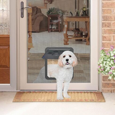 NAMSAN Dog Screen Door, Flap Opening 12 x 14 inches, Dog Door for Screen Door, Magnetic Self-Closing Large Pet Door for Sliding Door, Screen Door with Doggie Door Built in, Lockable, Black in Saudi Arabia
