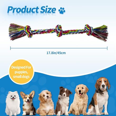 [2 Pack] Dog Rope Toys, Dog Chew Toy for Medium and Small Dogs, 3 Knots Heavy Duty Puppy Rope Toy, 100% Cotton Tug of War Dog Toys for Boredom, Teeth Cleaning in Kuwait