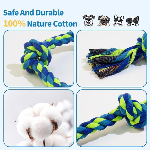 [2 Pack] Dog Rope Toys, Dog Chew Toy for Medium and Small Dogs, 3 Knots Heavy Duty Puppy Rope Toy, 100% Cotton Tug of War Dog Toys for Boredom, Teeth Cleaning in Kuwait