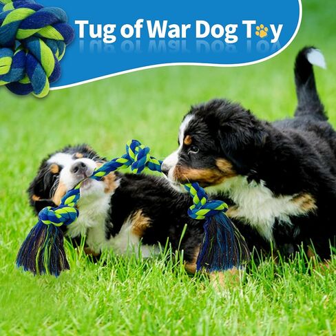 [2 Pack] Dog Rope Toys, Dog Chew Toy for Medium and Small Dogs, 3 Knots Heavy Duty Puppy Rope Toy, 100% Cotton Tug of War Dog Toys for Boredom, Teeth Cleaning in Kuwait